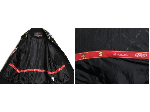 00s ジェフハミルトン コットン レーシング ジャケット メンズ L 古着 オールド NASCAR ケロッグ アディダス 企業 当時物 キャラクター 黒