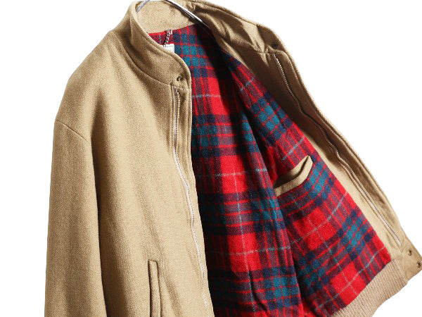 80s エルエルビーン 中綿 ウール ジャケット メンズ L 程/ ヴィンテージ メルトン ブルゾン チェック ライナー付き フルジップ ジャンパー