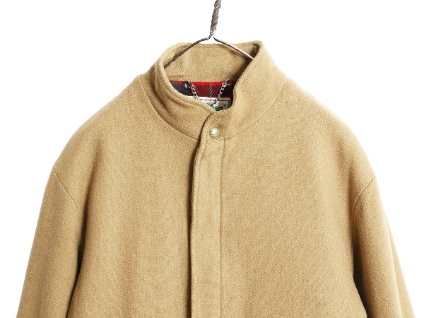 80s エルエルビーン 中綿 ウール ジャケット メンズ L 程/ ヴィンテージ メルトン ブルゾン チェック ライナー付き フルジップ ジャンパー