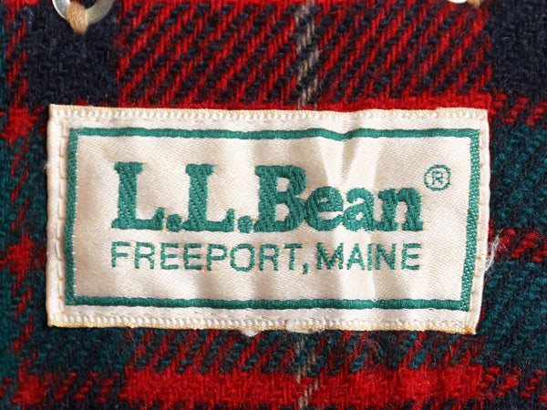 80s エルエルビーン 中綿 ウール ジャケット メンズ L 程/ ヴィンテージ メルトン ブルゾン チェック ライナー付き フルジップ ジャンパー