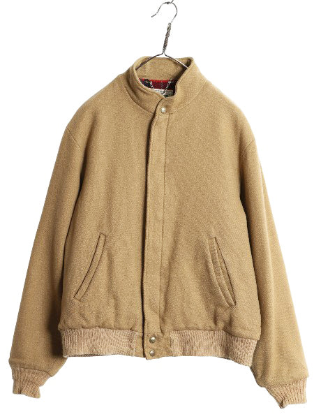 80s エルエルビーン 中綿 ウール ジャケット メンズ L 程/ ヴィンテージ メルトン ブルゾン チェック ライナー付き フルジップ ジャンパー