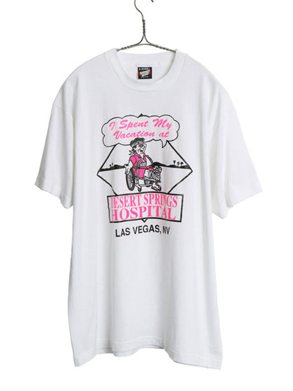 デッドストック 90s USA製 ジョーク イラスト プリント Tシャツ メンズ XL オールド アート グラフィック キャラクター 大きいサイズ 白
