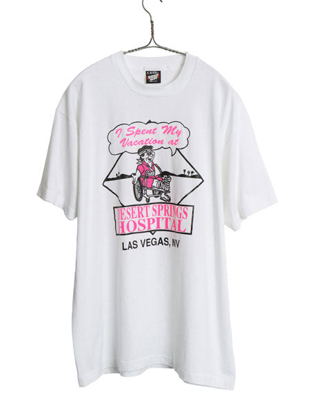 デッドストック 90s USA製 ジョーク イラスト プリント Tシャツ メンズ XL オールド アート グラフィック キャラクター 大きいサイズ 白