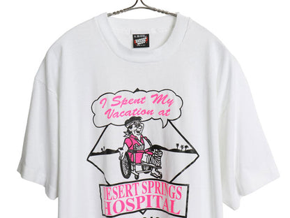 デッドストック 90s USA製 ジョーク イラスト プリント Tシャツ メンズ XL オールド アート グラフィック キャラクター 大きいサイズ 白