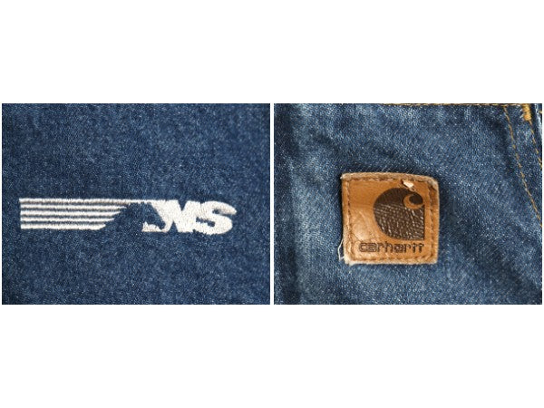 00s カーハート デニム アクティブ ジャケット メンズ M J139 オールド ブルゾン フード パーカー ブランケット ライナー付き ワーク 企業