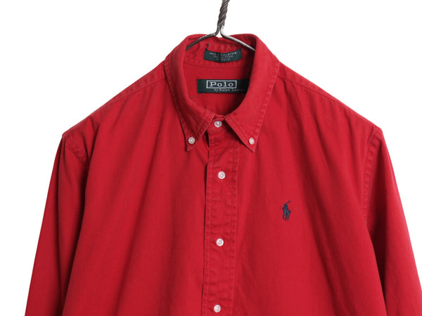 90s ポロ ラルフローレン 長袖 ボタンダウン シャツ キッズ XL メンズ S 程/ オールド 長袖シャツ ワンポイント コットン チノ ワイシャツ