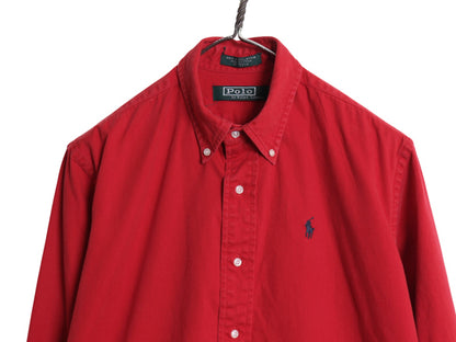 90s ポロ ラルフローレン 長袖 ボタンダウン シャツ キッズ XL メンズ S 程/ オールド 長袖シャツ ワンポイント コットン チノ ワイシャツ